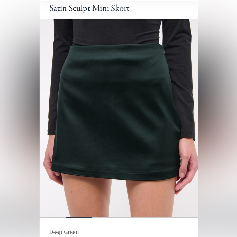 Abercrombie & Fitch scarlet satin sculpt Green A-Line Mini Skort/skirt Large